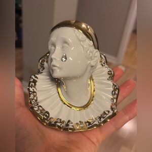 Limoges Capodimonte Swarovski Porcelain Figurine Pierott Clown Vintage Rarity